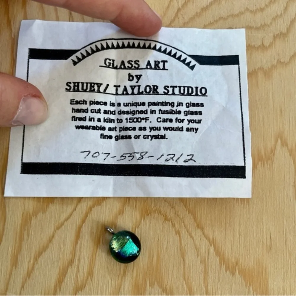 Green & Blue‎ Glass Art Pendant from SHUEY / TAYLOR STUDIO
